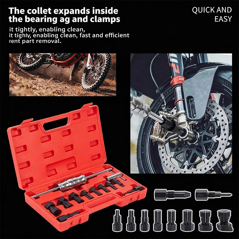 12PCS Blind Hole Bearing Puller, 8-32mm Slide Hammer Hub Bearing Extractor, Internal Bearing Remover for Car & Motorcycle Repair