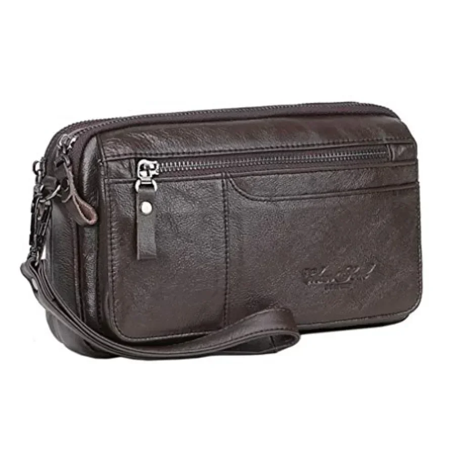 

Leather Clutch Purse Wallet for Men Organizer Holder Wrist Wristlet Bag Business Pack Handbag Coffee