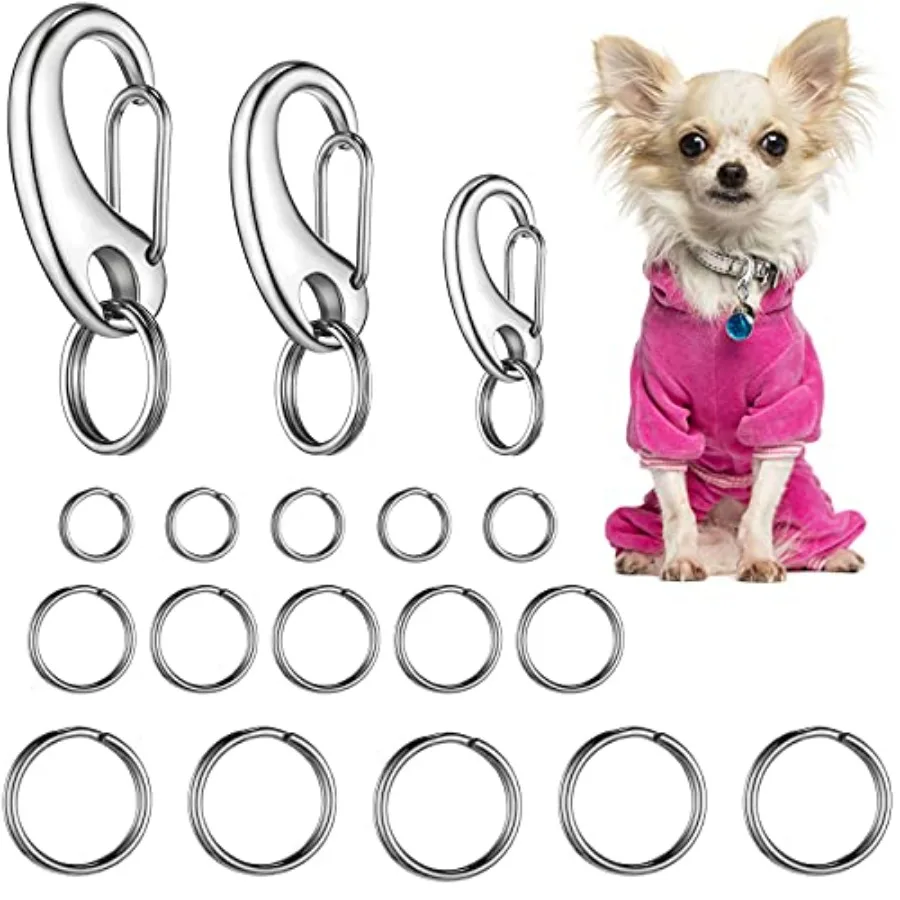 18 Pieces Leash Dog Tag Clip Pet ID Pet Tag Quick Clip Combos with Rings Stainless Steel Quick Clips Holder for Dog Cat 1.9 Ih?