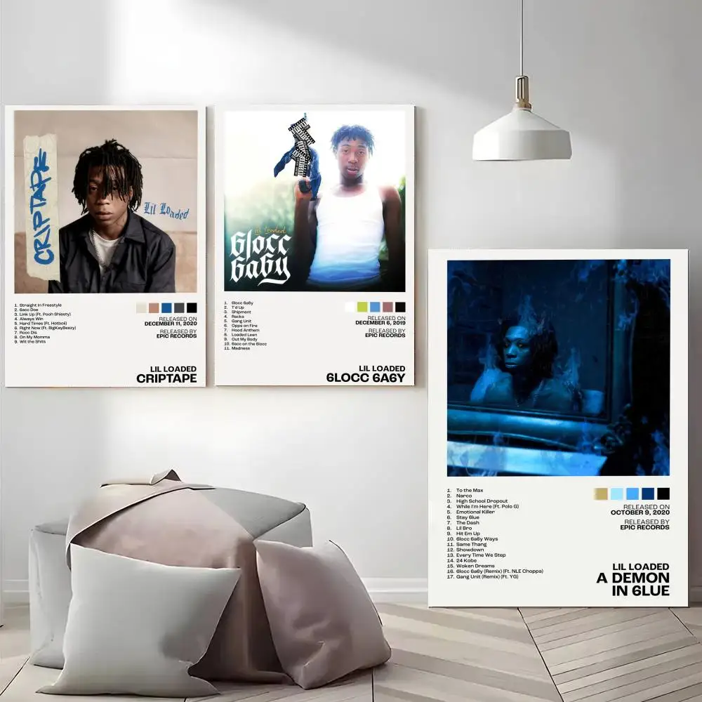 Lil L-Loaded Album Poster Stickers Painting Self-Adhesive Wall Decals Mural HD Decor for Bedroom Living Room Home Gift