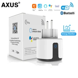 AXUS EU WiFi Smart Socket 16A Tuya Smart Life Home Power Plug APP Wireless Remote Voice Control Power Control Timer