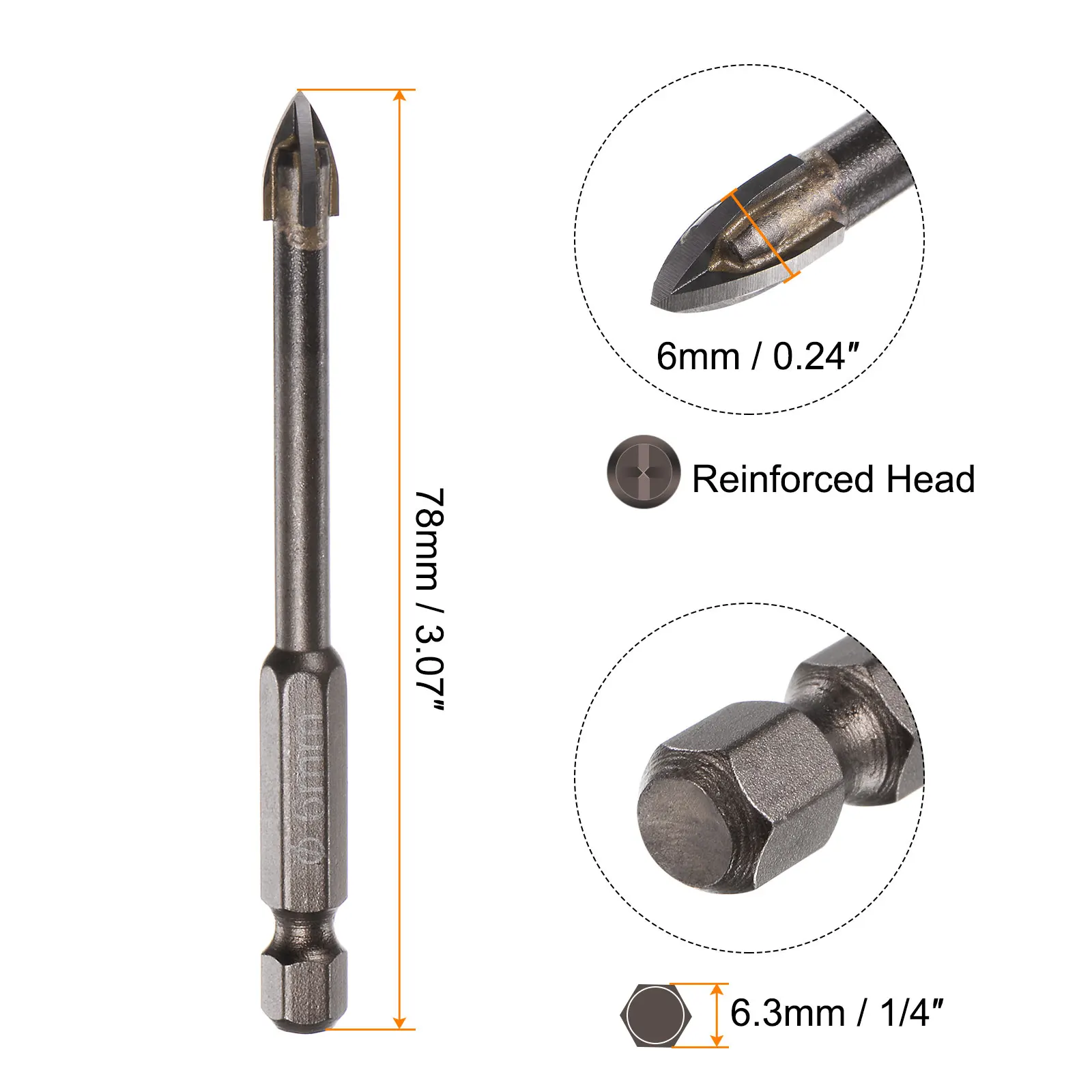 Imagem -06 - Titânio Triângulo Broca com Hex Shank Bit de Alvenaria mm mm mm mm mm mm 10 Pcs