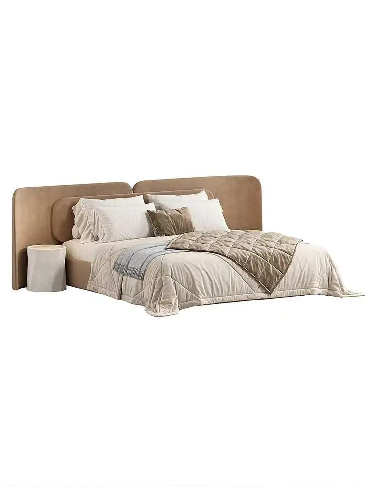 dh- Simple Italian Style Fabric Bed Pine Frame Designer Style Minimalist Style Master Bedroom Hotel Homestay Model Room Bed&