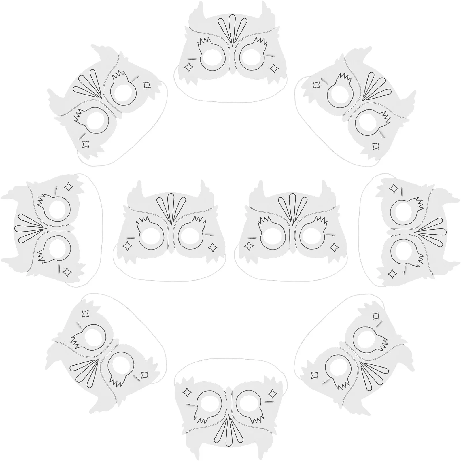 

10Pcs DIY Masks Owl Shaped Blank Paper Mask Kids Unpainted Masquerade White Masks for Coloring DIY White Paper Mask