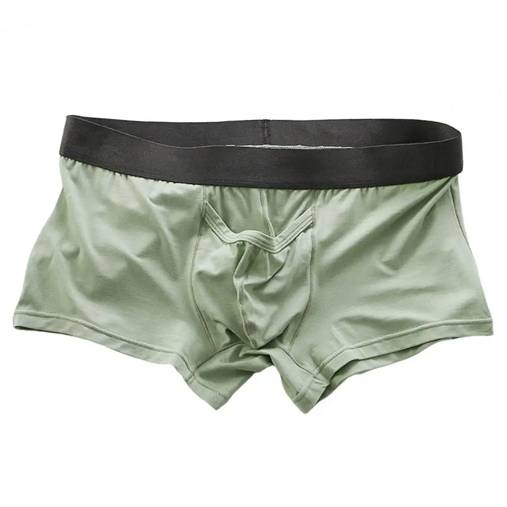 Plus Size Mid-Rise Wide Waistline Men Panties Patchwork Color U Convex Shorts Briefs Summer Men Boxers