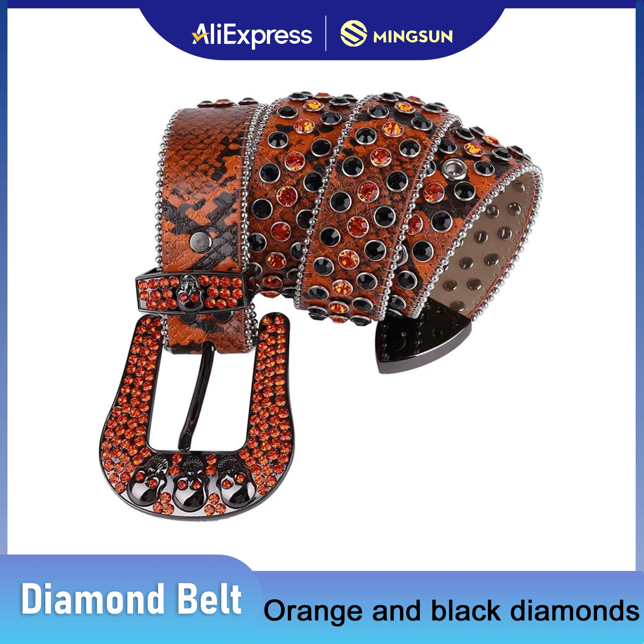Women Rhinestone Belt Skull Head Leather Belt Men Luxury Diamond Studded Belt For Jeans Waist Decoration Strap Ceintures Western
