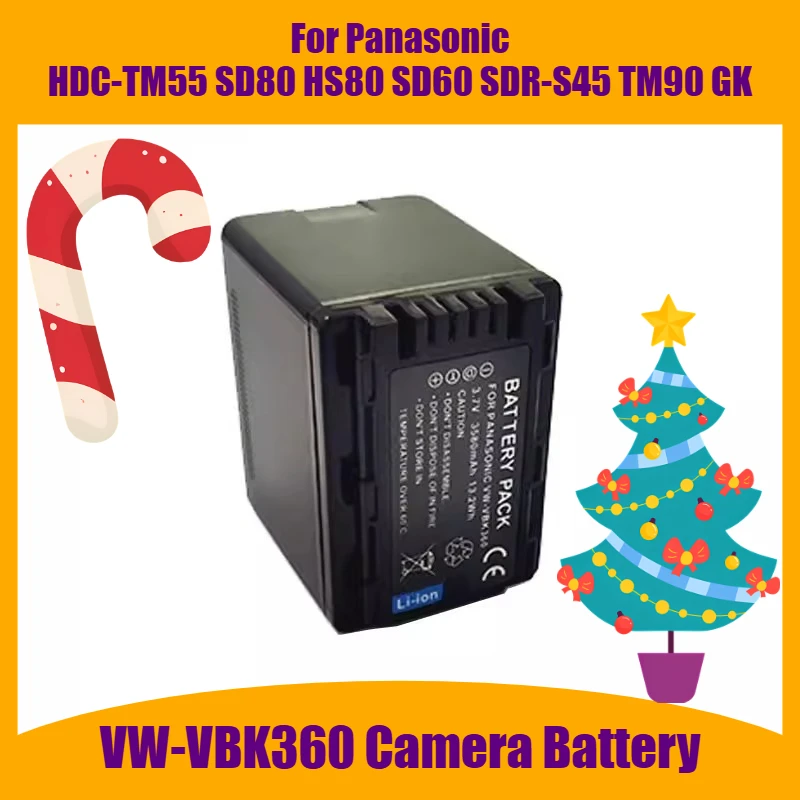 

VW-VBK360 Camera Battery 3.7V 3580mAh for Panasonic HDC-TM55 SD80 HS80 SD60 SDR-S45 TM90 GK