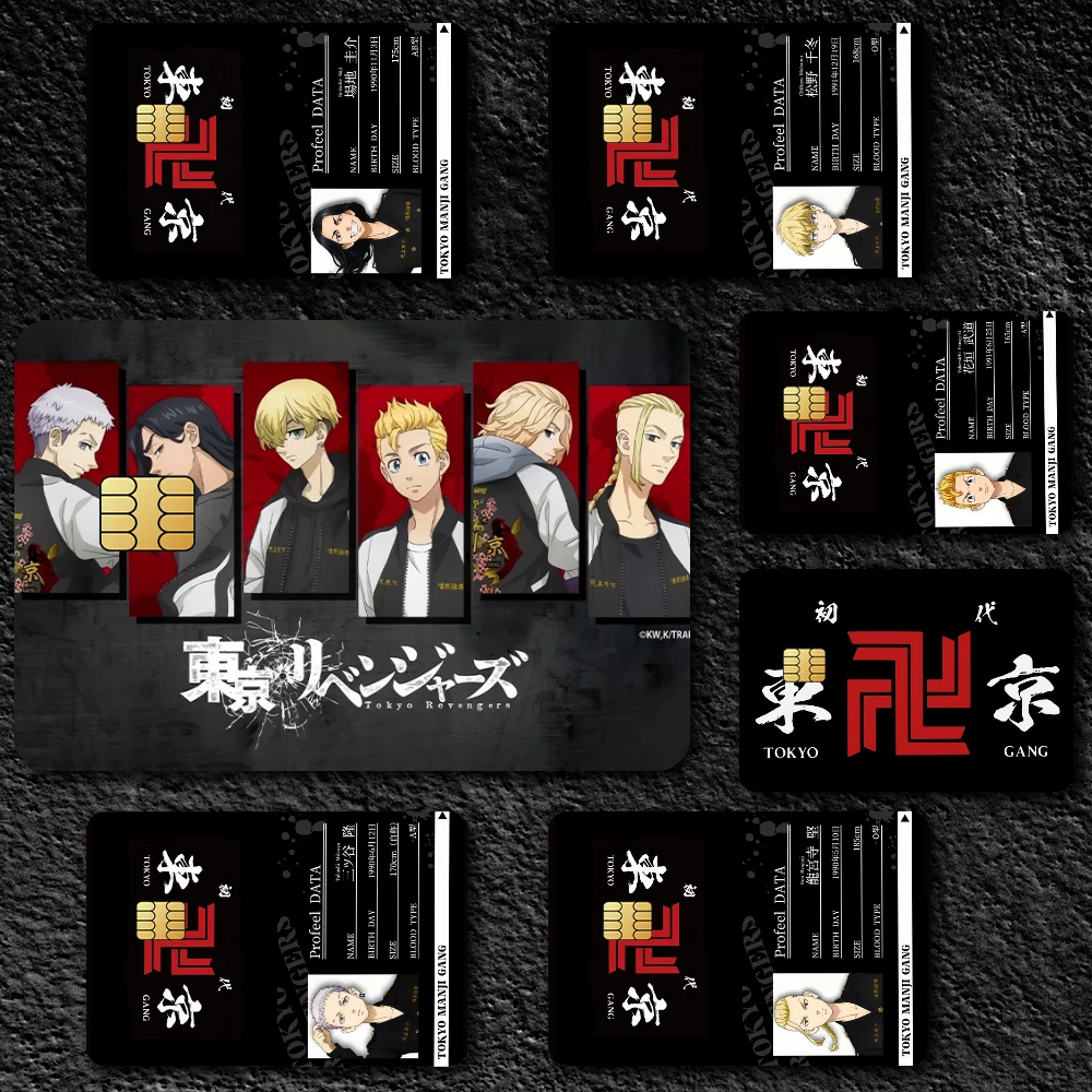 ID Mikey Film Skin Cover Credit Card Stickers  Anime Tokyo Revengers 4PCS Debit Front Decoration Bank Bus Pass Waterproof