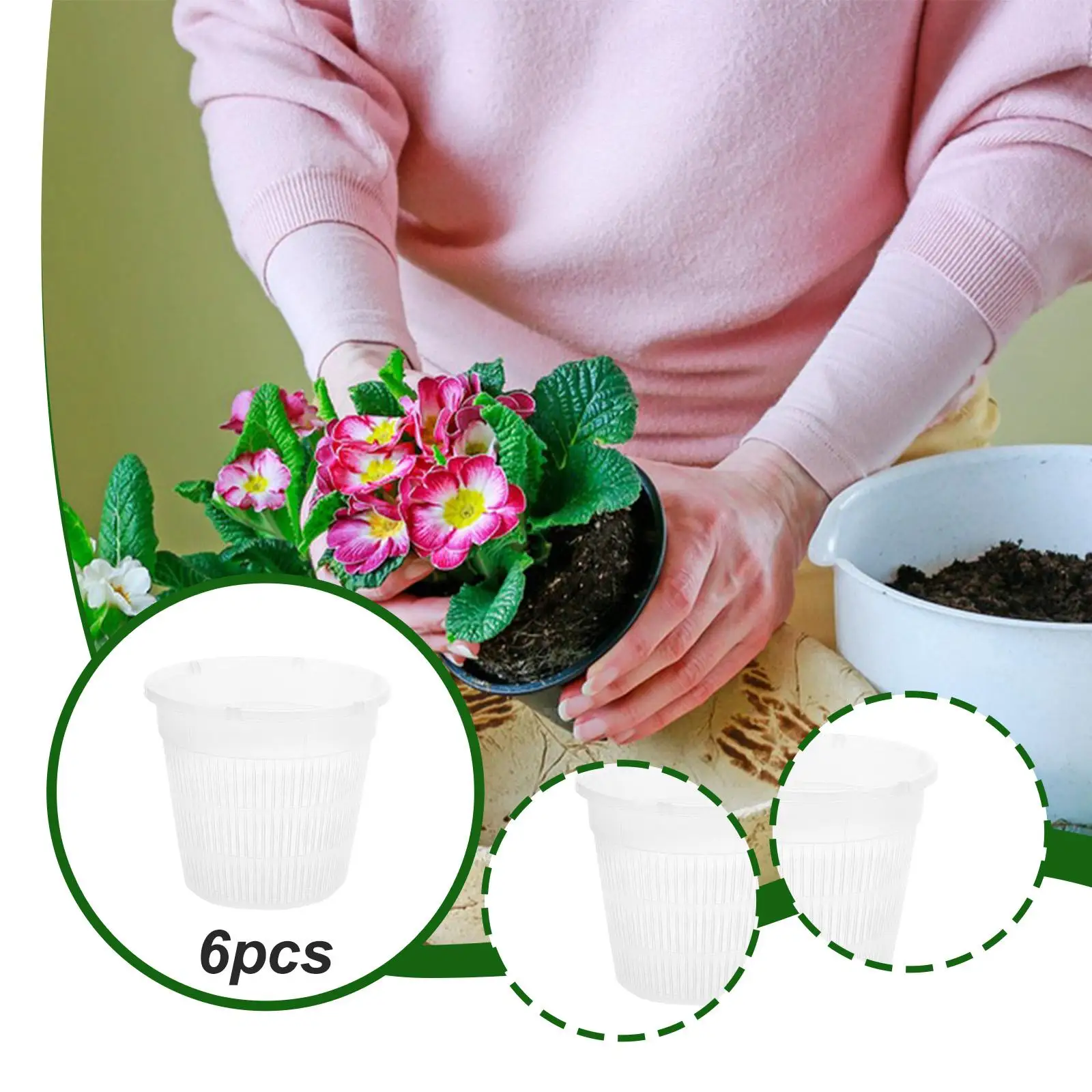 6x Pots with Holes Patio Growth Repotting Indoor Gardening Home Balcony Transplanting Planters Breathable