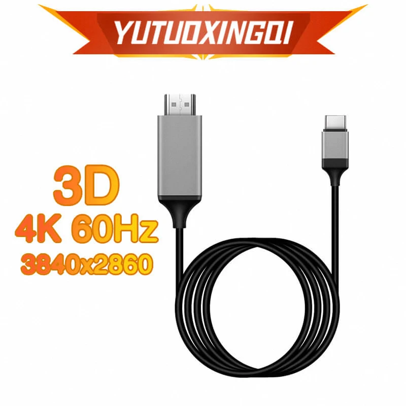 4k Typ C zu HDTV 60Hz HD Adapter USB C Kabel Projektion gleiche Bildschirm leitung Laptop Mobile Tablet HDMI-kompatibler Konverter 2m