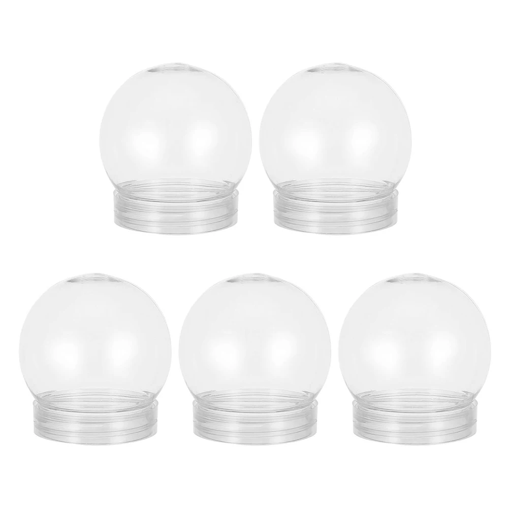 

5 Pcs Snowball Globe Diy Plastic Empty Crafts Dust-proof Clear Globes Fun Snowglobes Kit