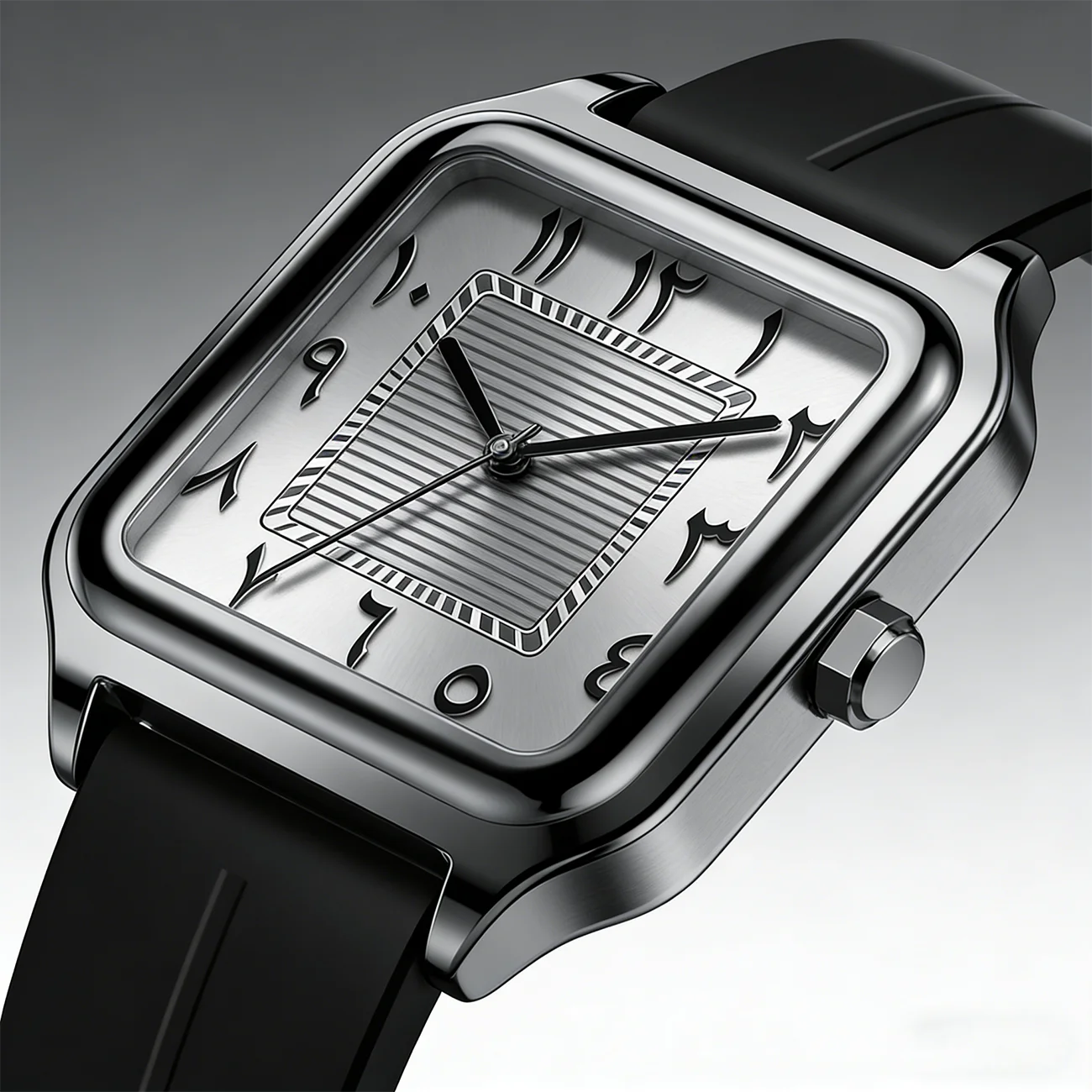 Middle East Arabic Numerals Quartz Watch Alloy Square Dial Casual Sports Watch Men's Business Watch High-End Feel Black