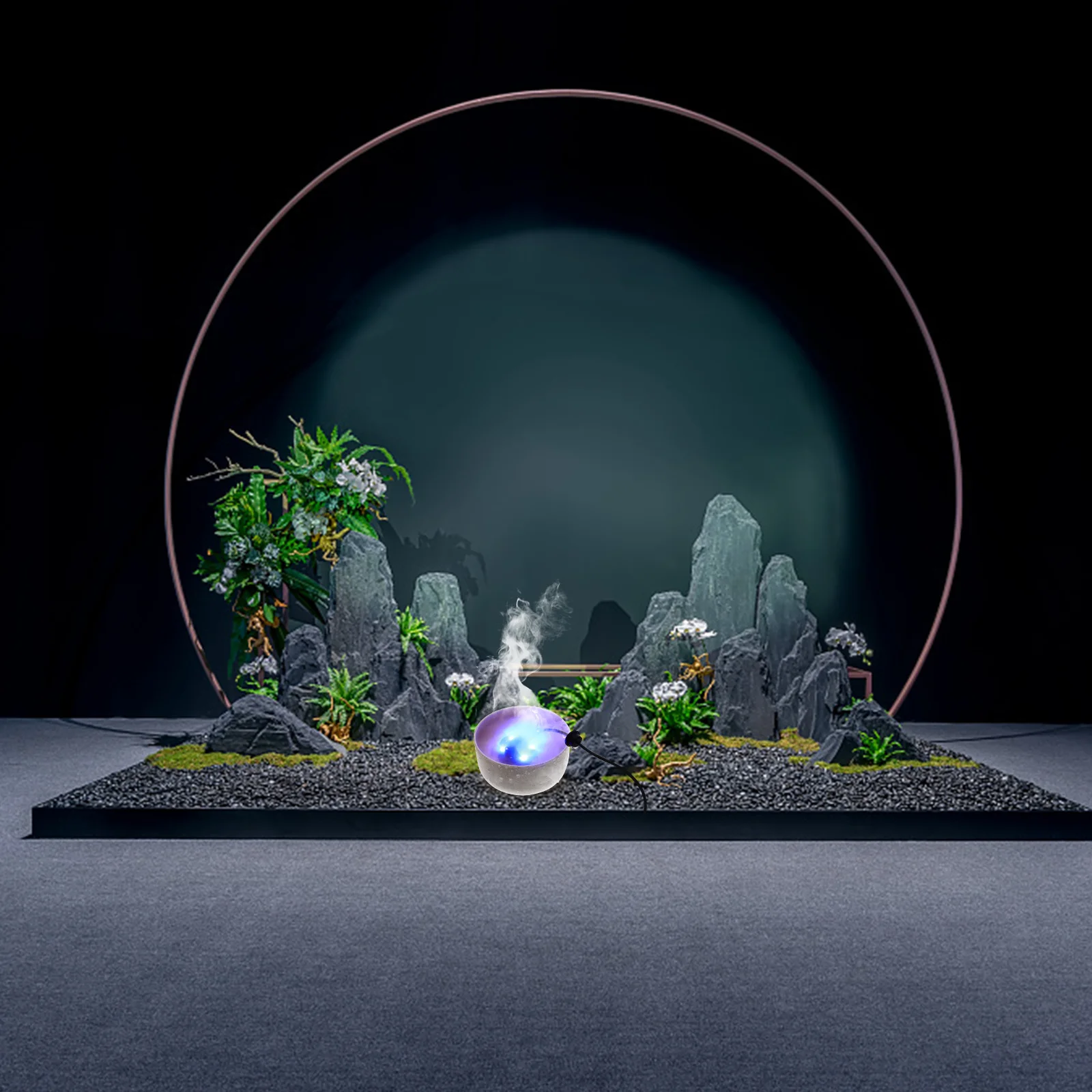 

Mini Fog Maker for Rockery Landscape Fountain Us Plug 12 LED Mist Sprayer Humidifier for Aquarium Bonsai Pond Air Humidification