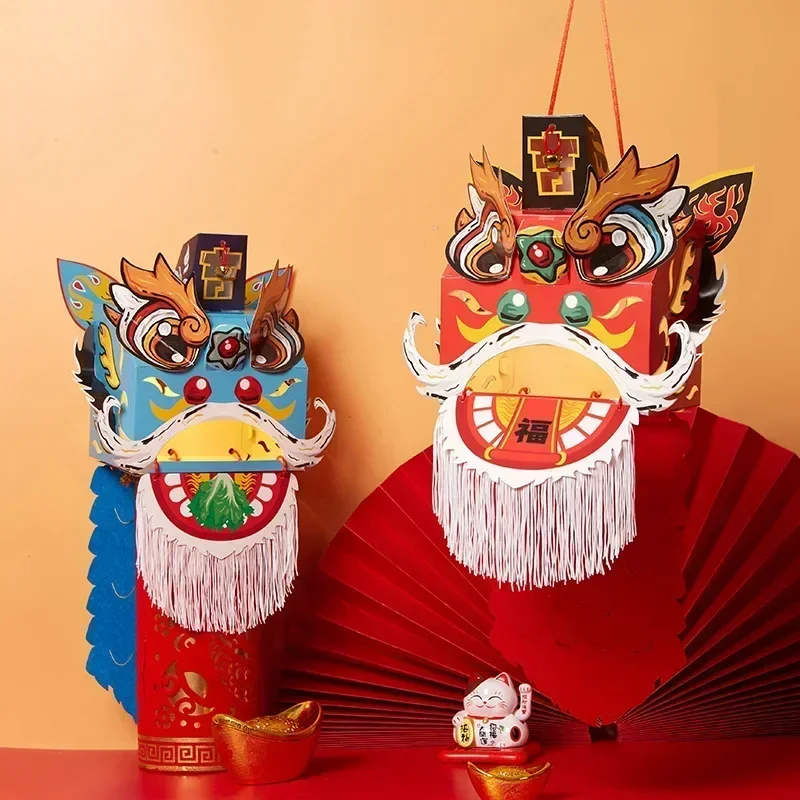 Diy Spring Festival Children\'s Lion Dance Material Package Dragon Traditional Handmade New Year\'s Day Gift Tiger Head Handmade