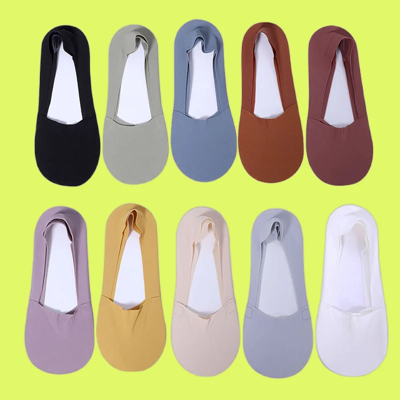 

2/5 Pairs High Quality Summer Towel Bottom Sweat-Absorbing Nylon Ice Silk Breathable Invisible Low-top Socks Women's Boat Socks