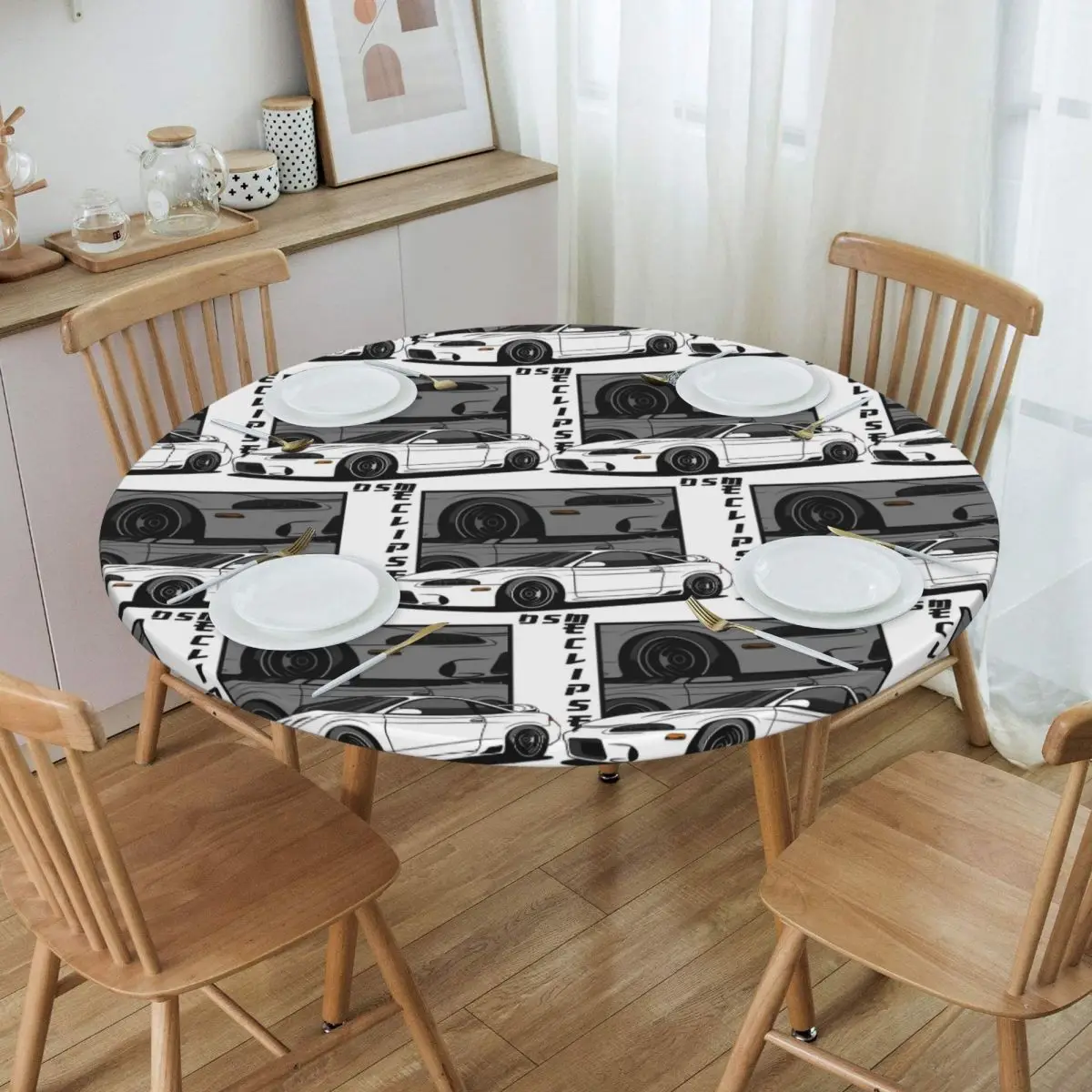 Eclipse 2G Comic Waterproof Round Tablecloth Oilproof Table Cloth for Kitchen Events Dining Table Cover