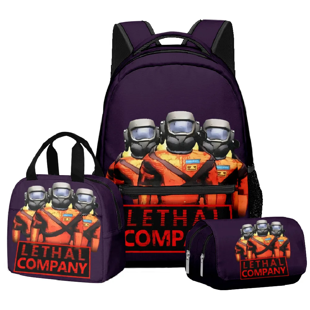 

Hip Hop Popular Peculiar Lethal Company 3D Print 3pcs/Set student School Bags Travel Notebook Backpack Lunch bag Pencil Case