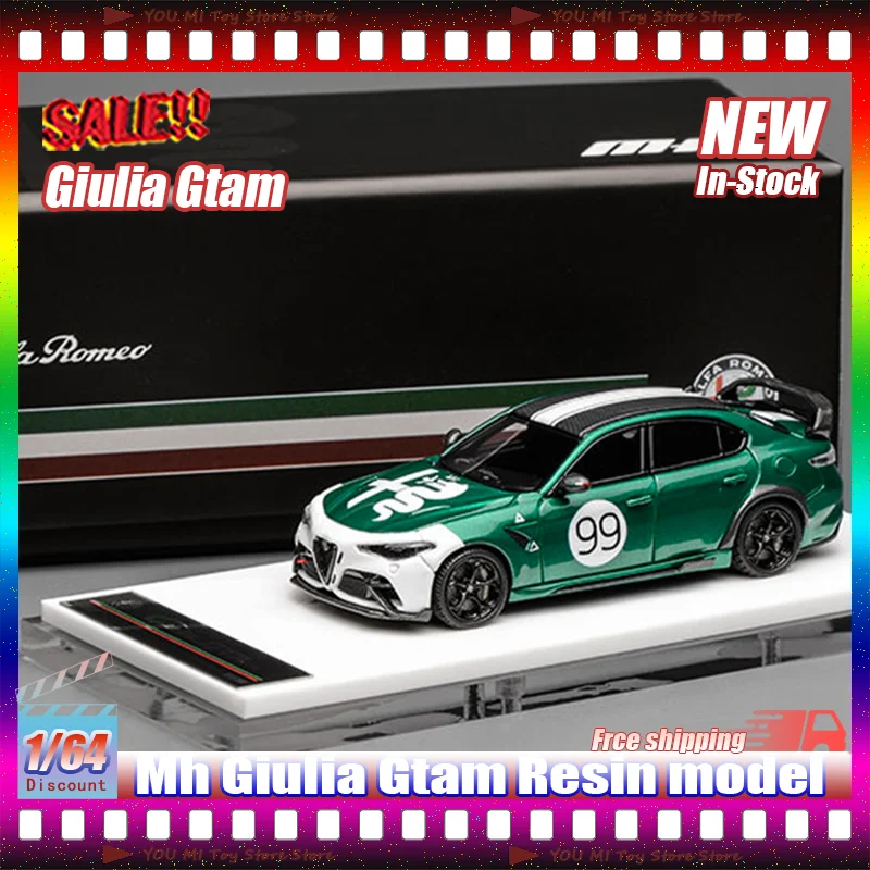 En Stock Mh 1:64 Romeo Giulia Gtam simulación de resina en miniatura modelo de coche deportivo juguete personalizado para niños adorno de regalo coleccionable