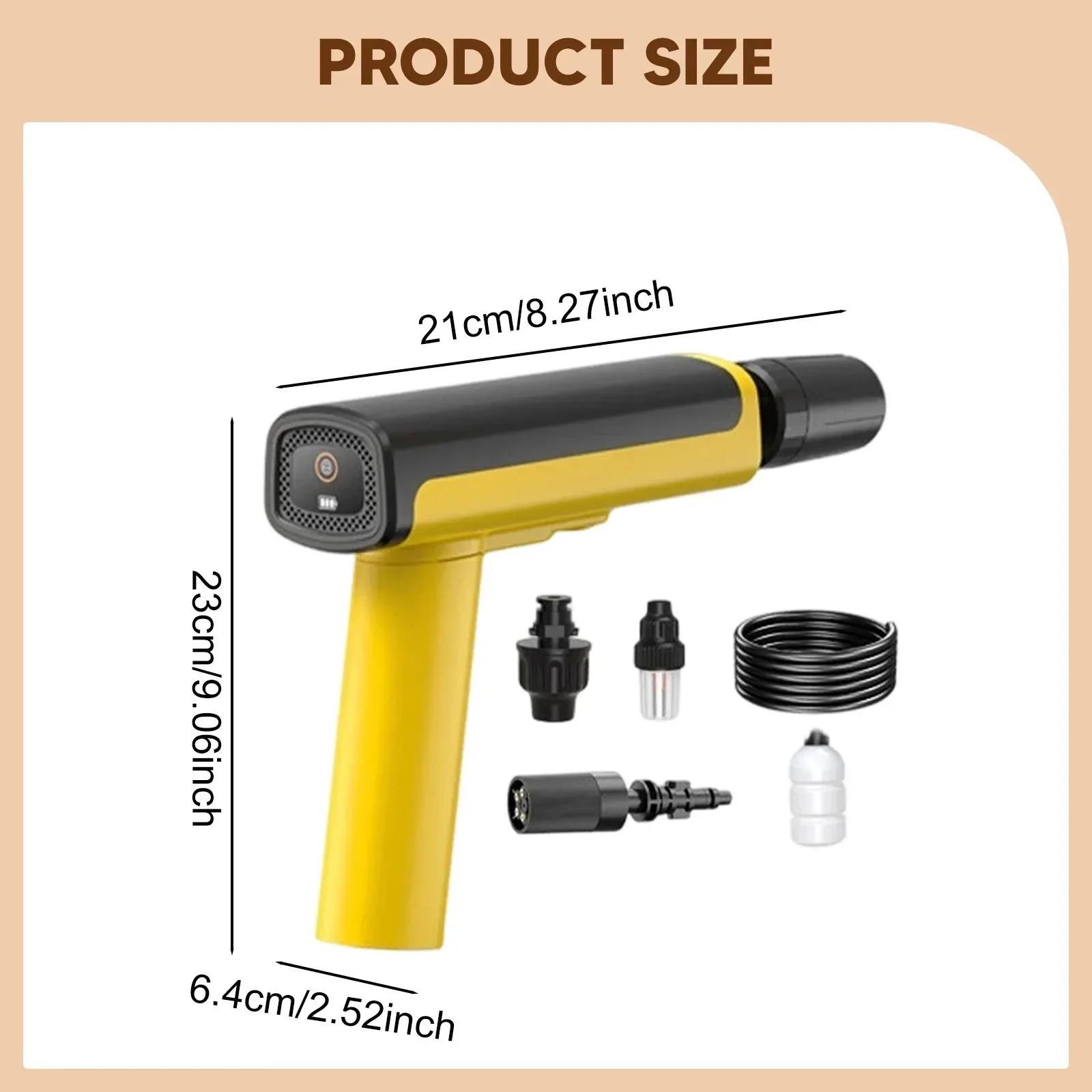 Portable Folding Cordless Car Washer, Rechargeable Lithium Battery High Pressure Water Gun for Home Cleaning