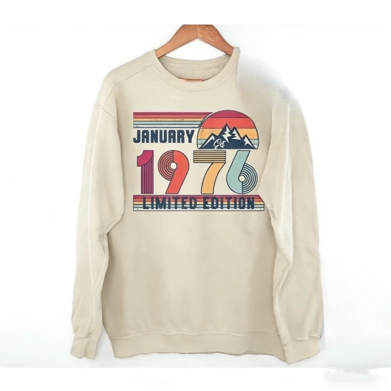 1976 aniversário retro aniversário ano manga longa para mulheres 50th presente moletom outono e inverno manter quente combinando hoodies