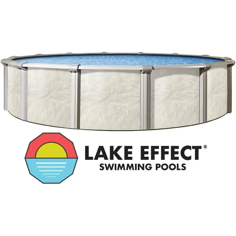 24-Foot Above Ground Pool | 52-Inch Height | Overlap Liner & Widemouth Skimmer | Steel-Walled with Resin Protection