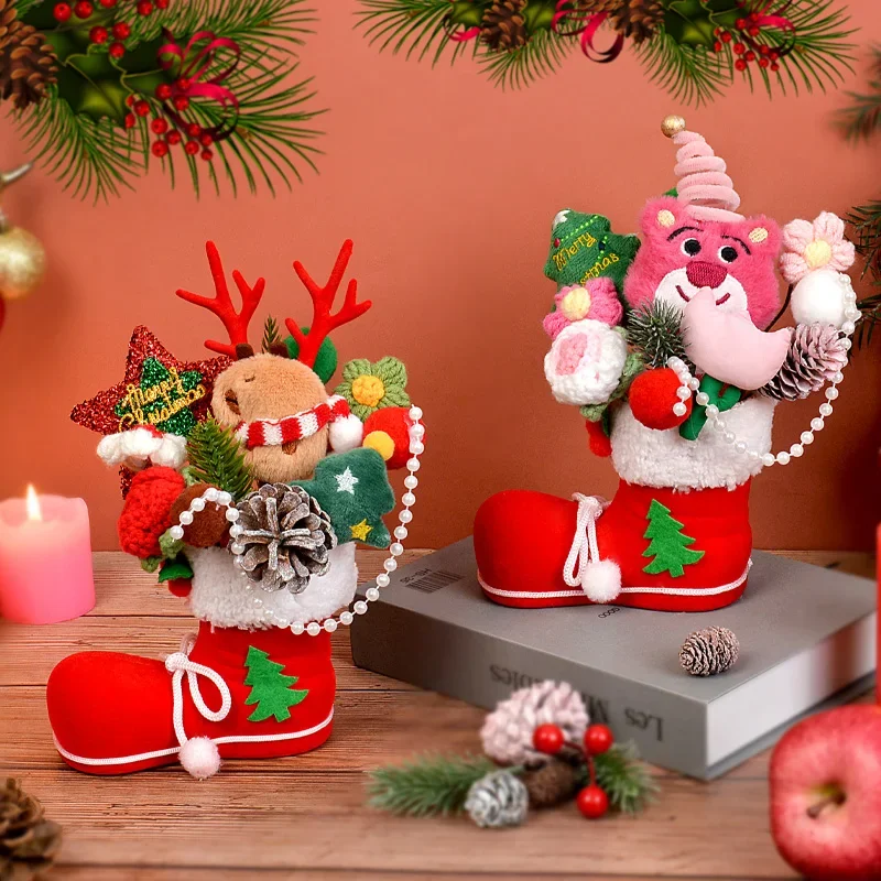 Artificial Flower Christmas Bouquets Gifts Strawberries Bears Elk Clowns Cookies Yarn Flowers Finished Christmas Home Decor