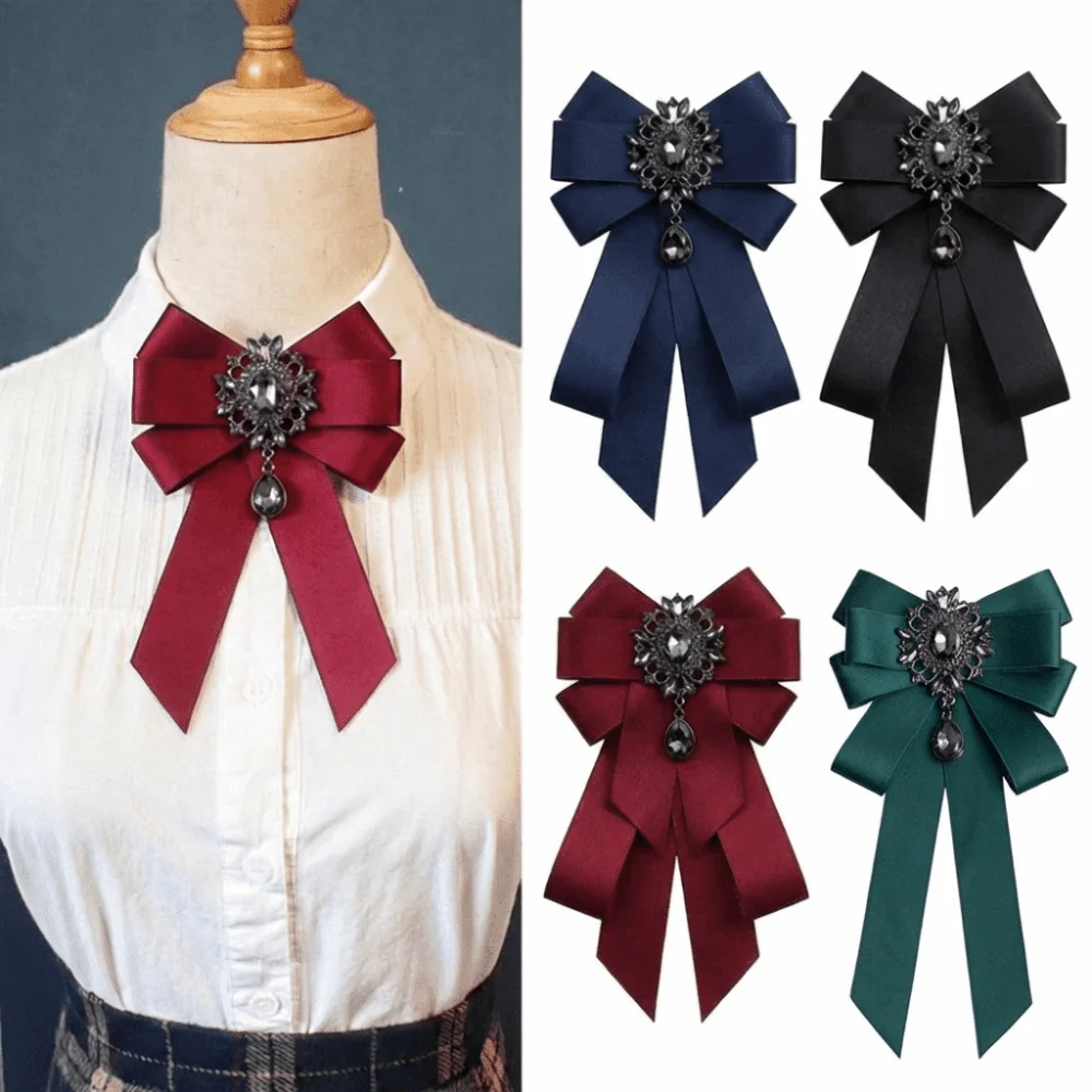 Formal Alloy Bow Tie Detachable Rhinestone Necktie Pre-tied Bowknot Brooches Neck Decoration