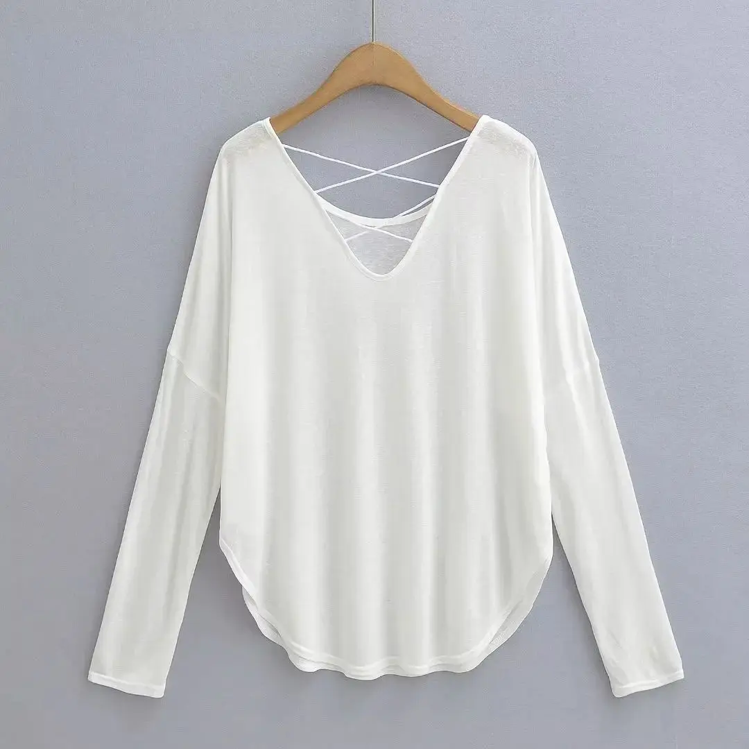 Jazz Dance Loose Slimming Cover Shirt Long Sleeved T-shirt With Hollowed Out Back Sun Protection Base Women's Inner Top