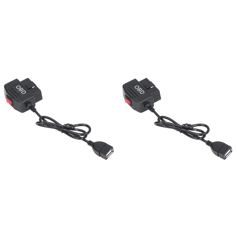 2X Dash Cam Hardwire Buck Line OBD To USB Adapter Cable For Dashcam Mirror Carplay Monitor DVR Charger-A97E