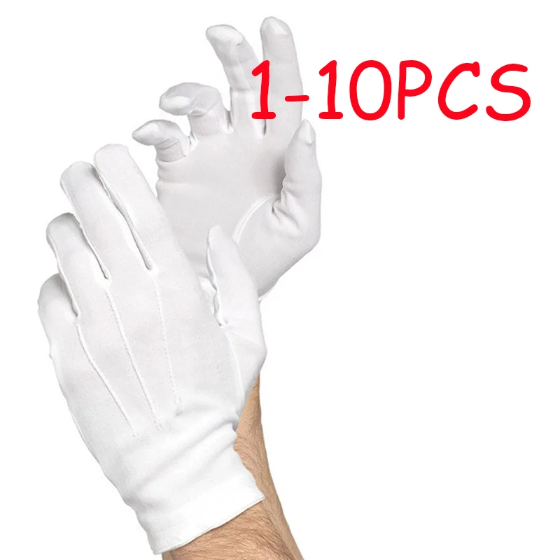 

Белые хлопковые перчатки для мужчин, официальная форма смокинга, униформа, костюм для парада, парада, косплея, монеты, ювелирные изделия, Батлер, 10 шт.