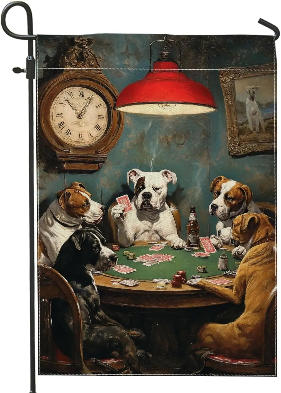 Dogs Garden Flag, Fanciful Vintage Poker Table None Green Double Sided Burlap Yard Decorative Flags for Outdoor Lawn Front P PPM