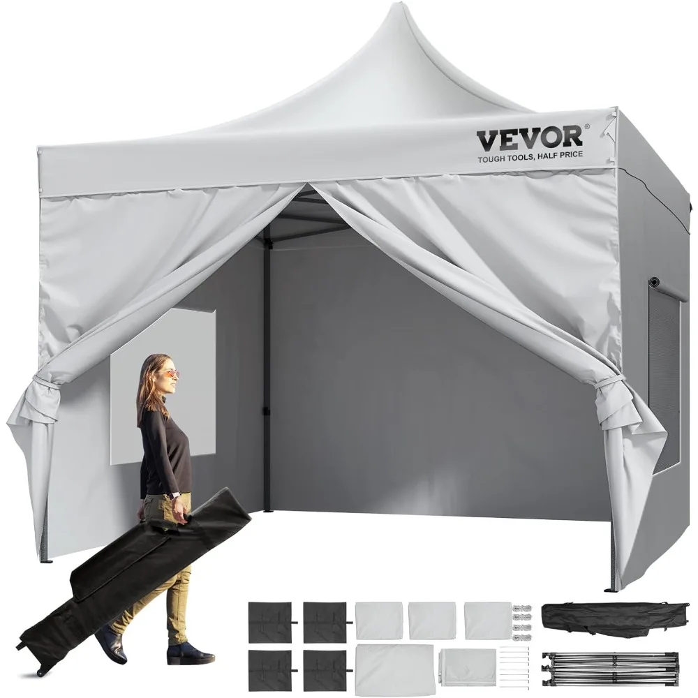 

Outdoor Large Sun Shelter of 10'x10', Removable Sidewalls & Wheeled Bag, Canopy Gazebo Commercial