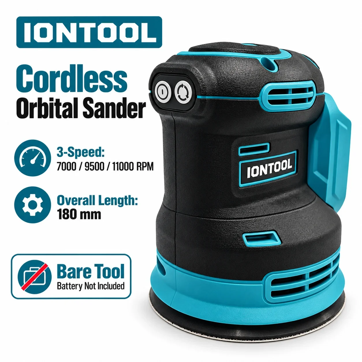 IONTOOL Portable Cordless Sander 180mm For Window Shutter Smoothing and Door Panel Priming and Chair Armrest Refinishing