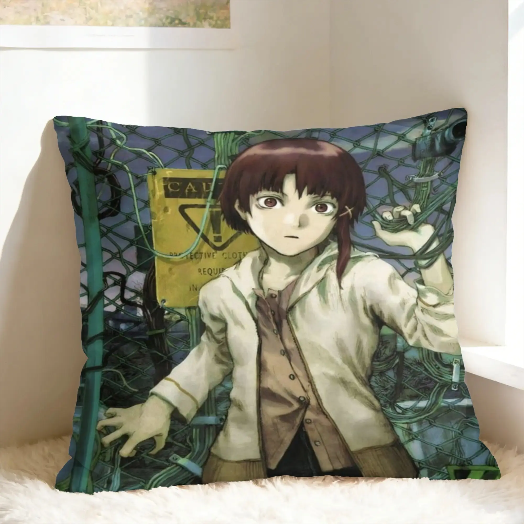 Pillow Case Anime Serial Experiments Lain Soft  Pillow Cover For Sofa Home Decoration Funny Pillowcases