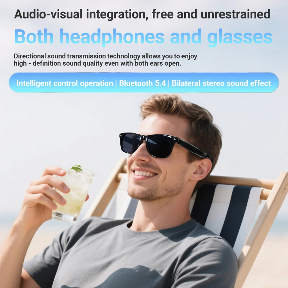 F16 نظارات الصوت الذكية بلوتوث دعوة AI ترجمة نظارات ذكية AI فيديو الدردشة ستيريو الصوت النظارات للرجال والنساء