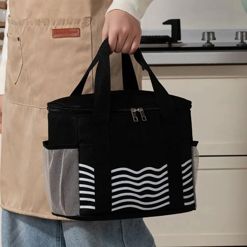 Waterproof Thermal Lunch Bag Oilproof Large Capacity Insulation Storage Pouch Handheld Double Zipper Food Organizer Cooler Bag