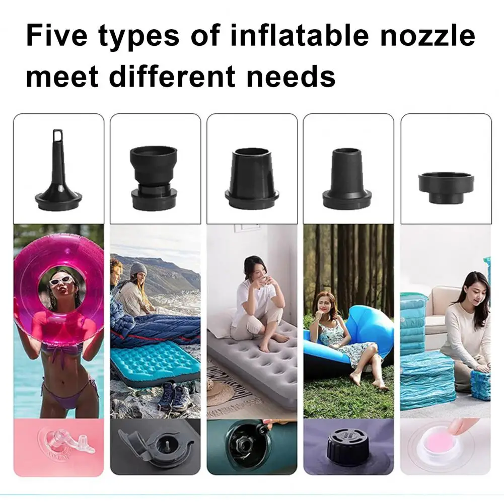 Air Cushion Inflator Rechargeable Air Pump Portable Cordless Air Pump with 5 Nozzles Usb Rechargeable Camping Light for Mattress