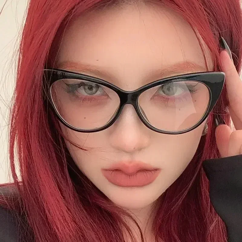 New Retro Cat Eye Sunglasses For Women Men Anti Blue Light Transparent Glasses Fashion Triangle Frame Eyeglasses Reading Eyewear