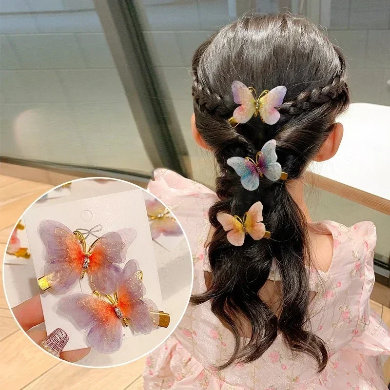 1/2pcs/Set Colorful Butterfly Hairpins Girls Hair Clips Barrette for Women Sweet Hair Ornament Headwear Hair Accessories Fashion