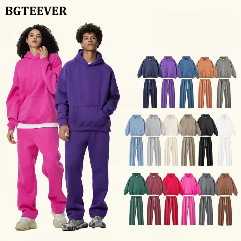 

BGTEEVER Thicken Warm Women Tracksuits Winter Sweatshirts Hoodies & Drawstring Pants Ladies Trousers Set