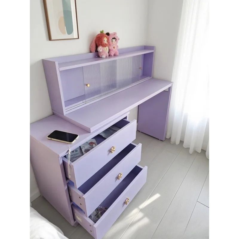 Bedroom L-shaped dresser simple French taro purple dresser six drawers integrated