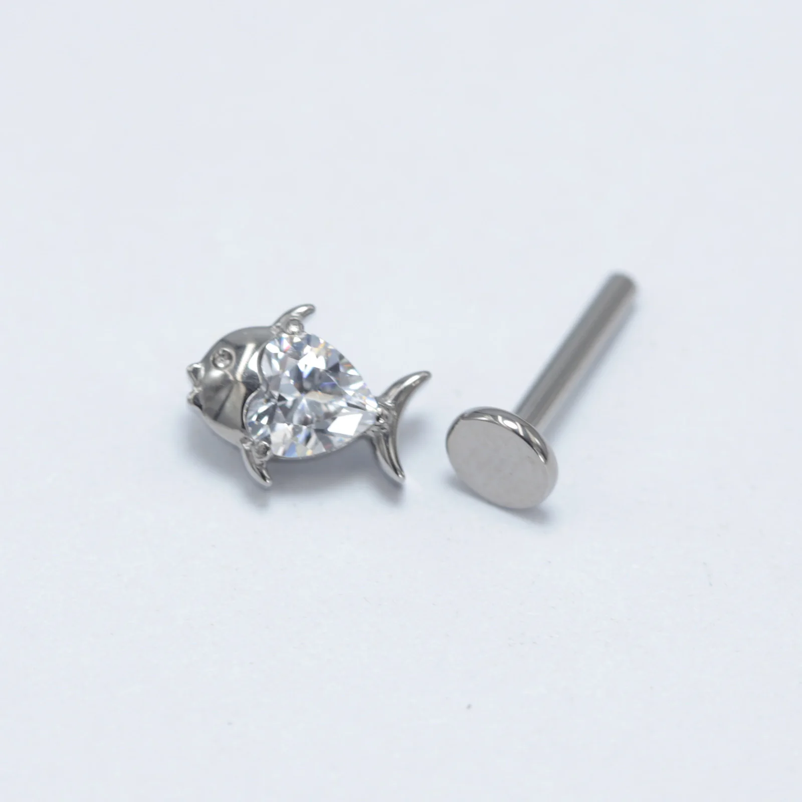 Implant Grade Titanium ASTM F136 Internal Stud Sexy mouth Spider Fish Labret CZ Cartilage Daith Ear Ring piercing Jewelry image 3
