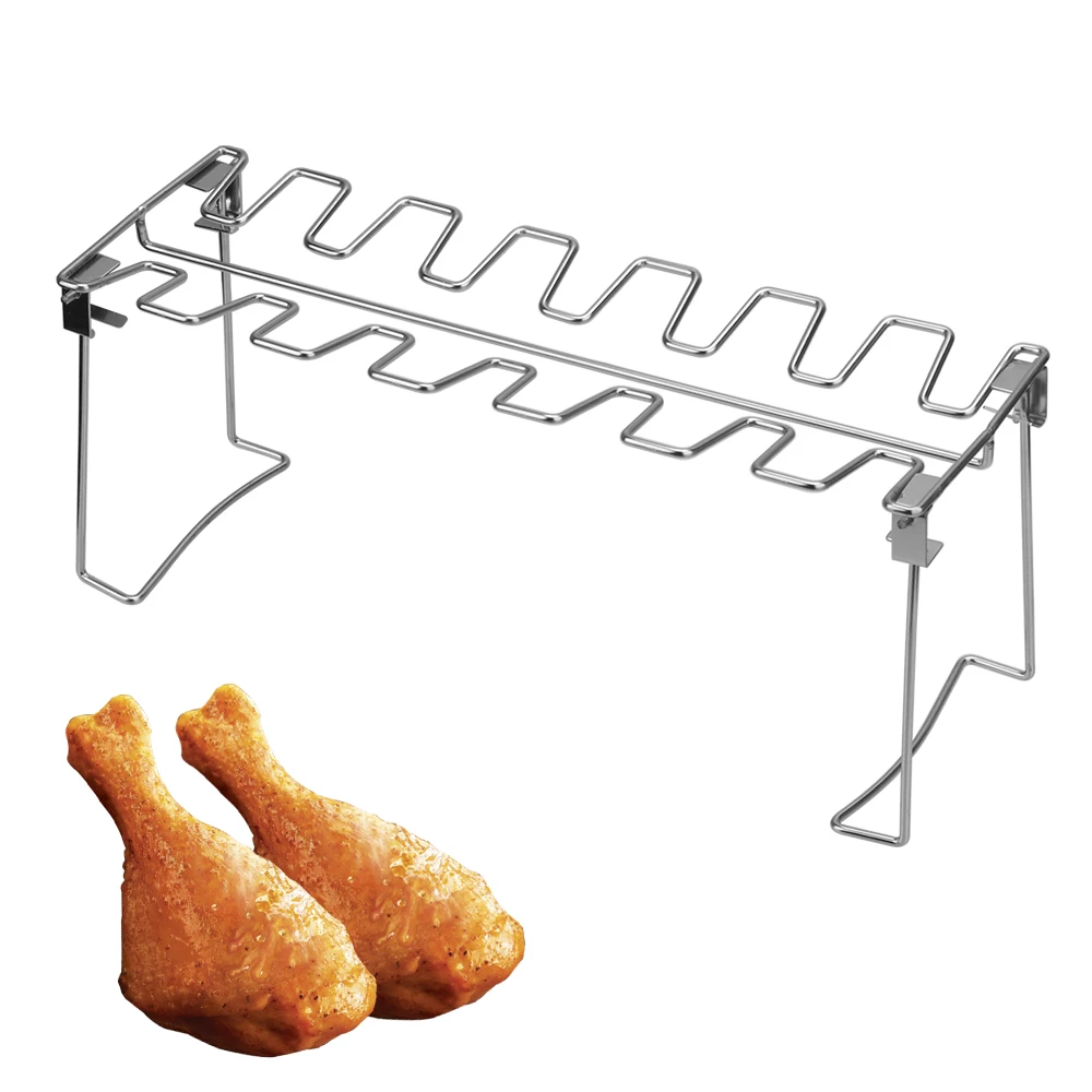 Roast Chicken Leg Rack Barbecue Rib Grilling BBQ Roast Rack Chicken Wing Leg Rack Non-Stick Stainless Steel