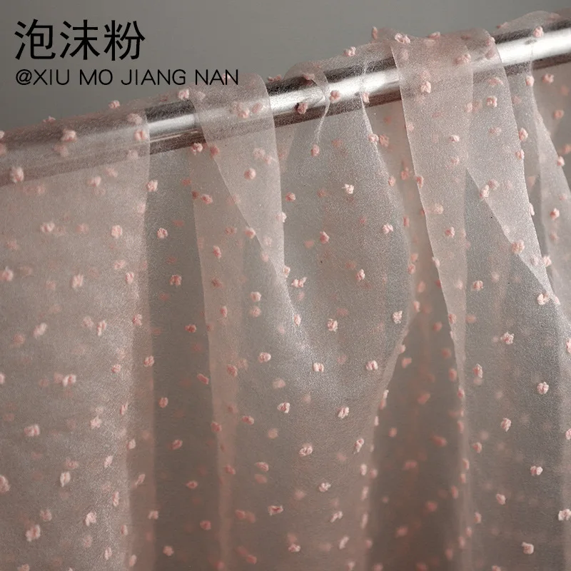 Bubble flocking dots organza tulle transparent yarn for children woman clothing wedding dress fashion decoration fabric