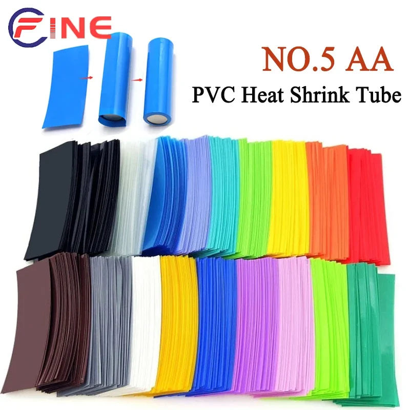 NO.5 AA Battery PVC Heat Shrink Tube  Film Wrap Protect Case Pack Wire Heat Shrink For Batteries  Width 23mm Length 53mm