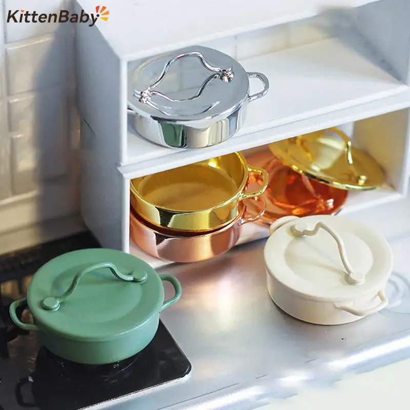 1Pcs 1:12 Dollhouse Miniature Metal Cooking Soup Pot Cookware Dollhouse Kitchen Accessories Miniature Toy