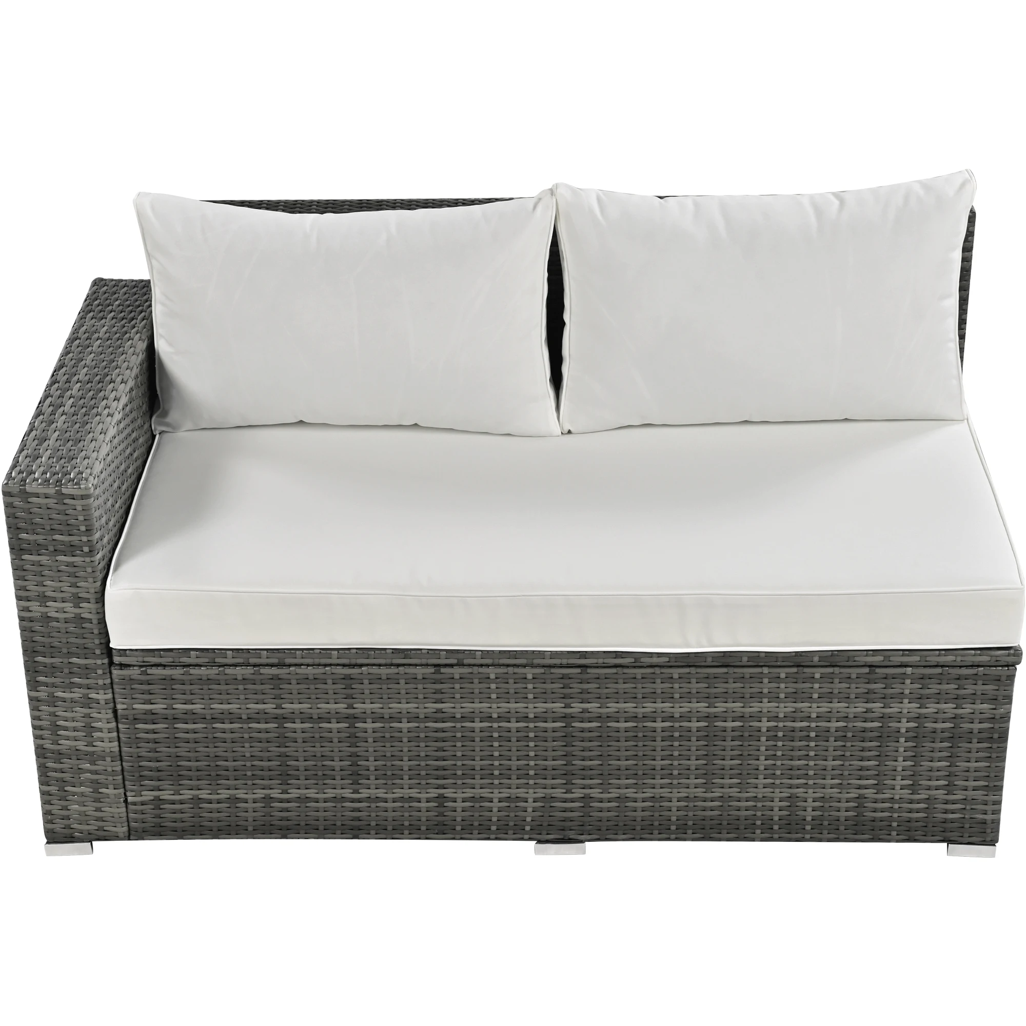 Outdoor 6-Piece All Weather PE Rattan Sofa Set Garden Patio Sectional Adjustable Seat Storage Box Removable Covers Tempered