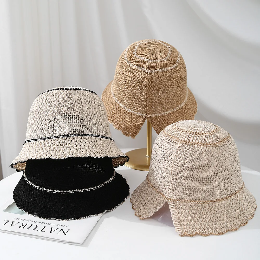 Sommer Hüte Für Frauen Eimer Hut Hohl Atmungsaktive Sonnenschirm Runde Top Sonnenhut Weibliche Einfache Bob Kappe Neue Casual