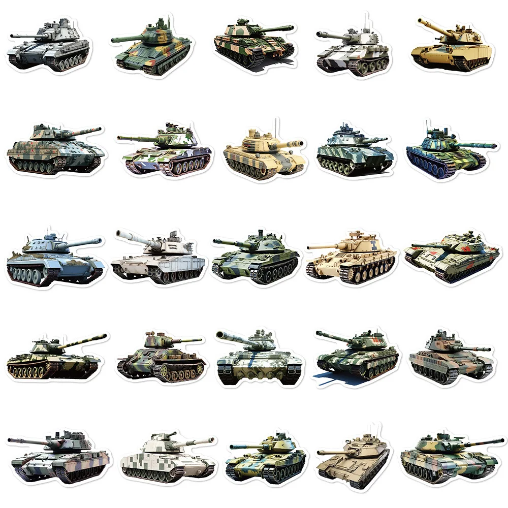 50pcs Handsome Military Tank Series Graffiti Stickers Suitable for Helmets Desktop Wall Decoration DIY Sticker Pack Wholesale