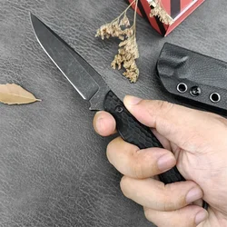 NEW Tactical Straight Fixed Knife D2 Black Stonewashed Blade G10 Handle with Kydex Sheath Sharp Outdoor Camping Knives EDC Tool